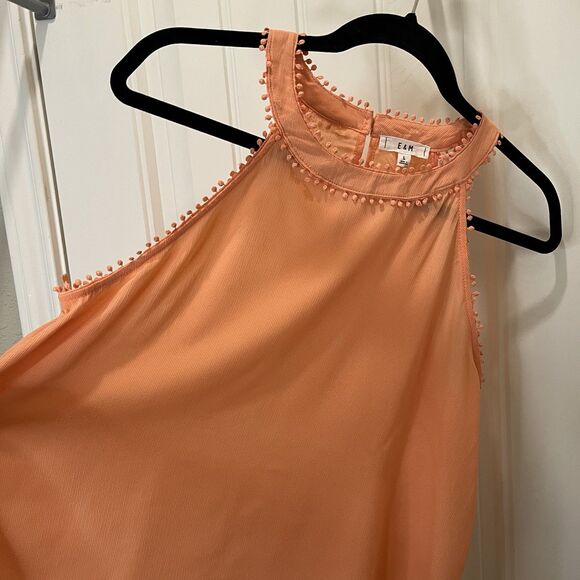 E&M Peach Pink Orange Sleeveless Keyhole Tank Top Blouse Womens Size L - Picture 5 of 12
